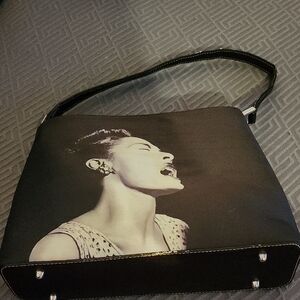 Elegant Black and White Shoulder Bag Billie Holiday